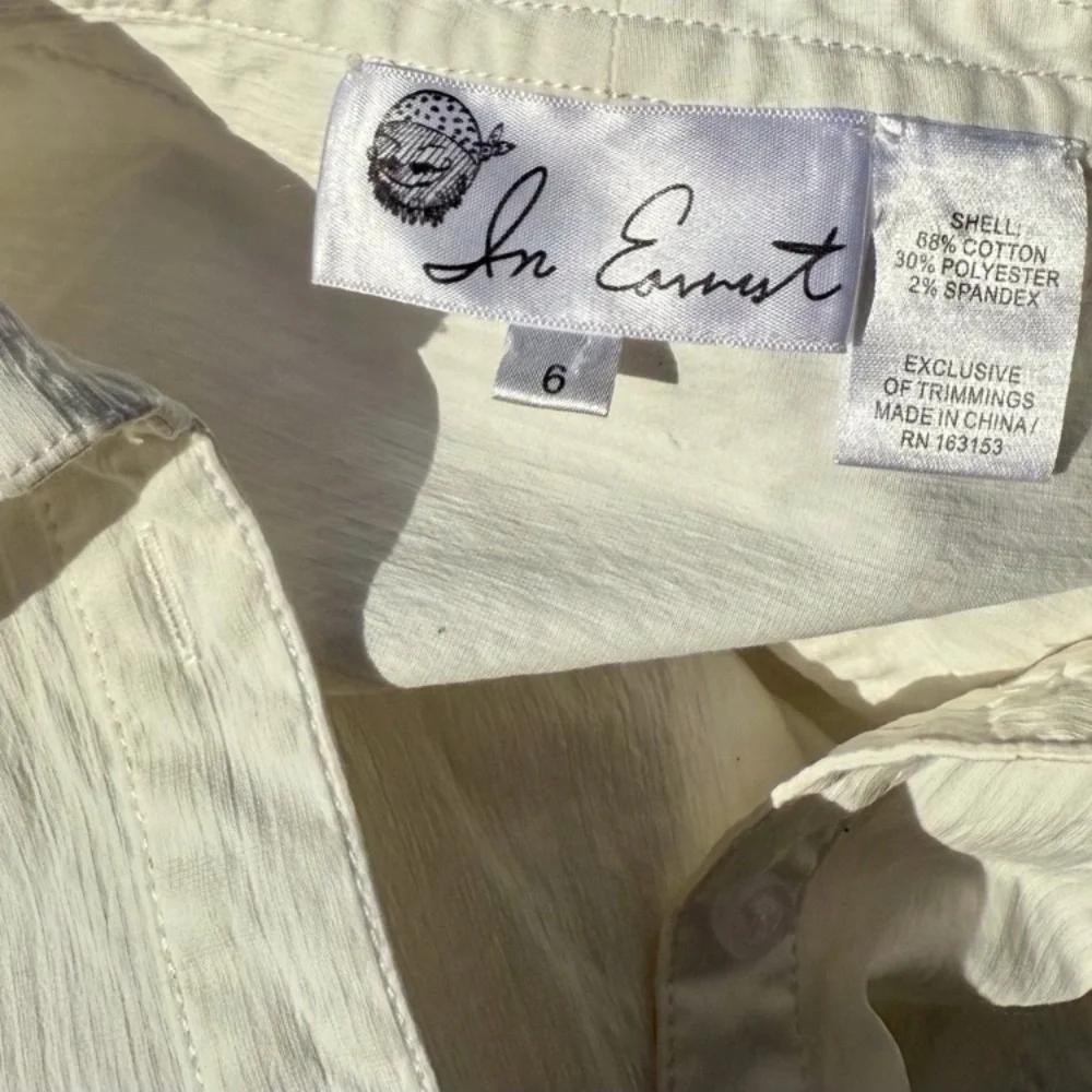 Byron Lars IN EARNEST White Button Down Oxford Lace Insert Shirt 6 EUC - Picture 5 of 10